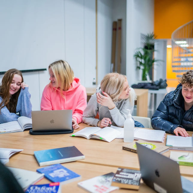 Elever jobber i gruppe på Akademiet