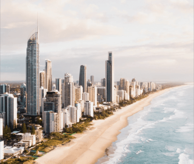 Oversiktsbilde fra Gold Coast i Australia.