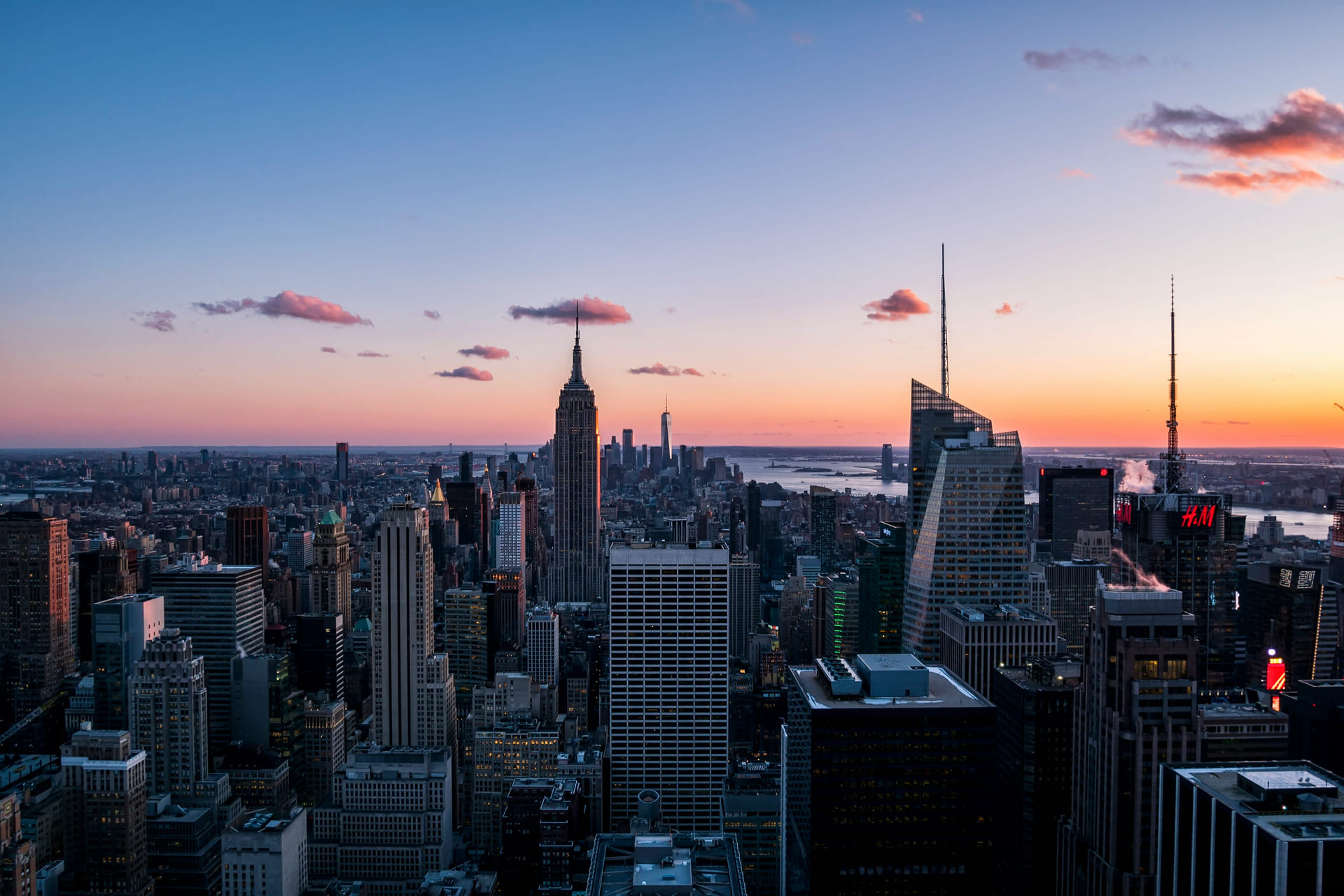 new york skyline i solnedgang